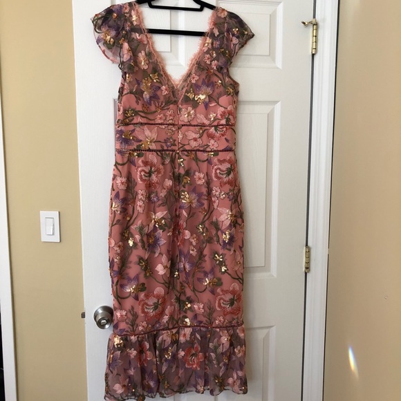 Marchesa Notte Flutter Cocktail Dress Sz 12 - Picture 7 of 10